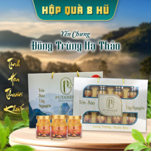 Hộp An Khang 8 Hũ Yến Chưng Thượng Hạng Đông Trùng Hạ Thảo 1380mg