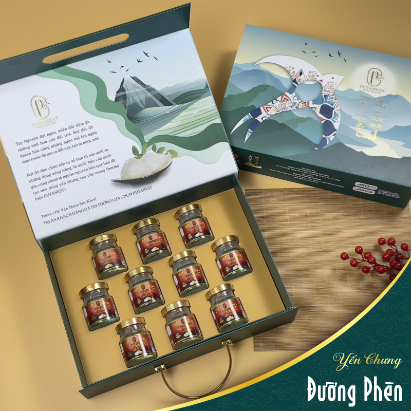 Hộp Lạc Hồng 10 Hũ Yến Chưng Thượng Hạng Đường Phèn