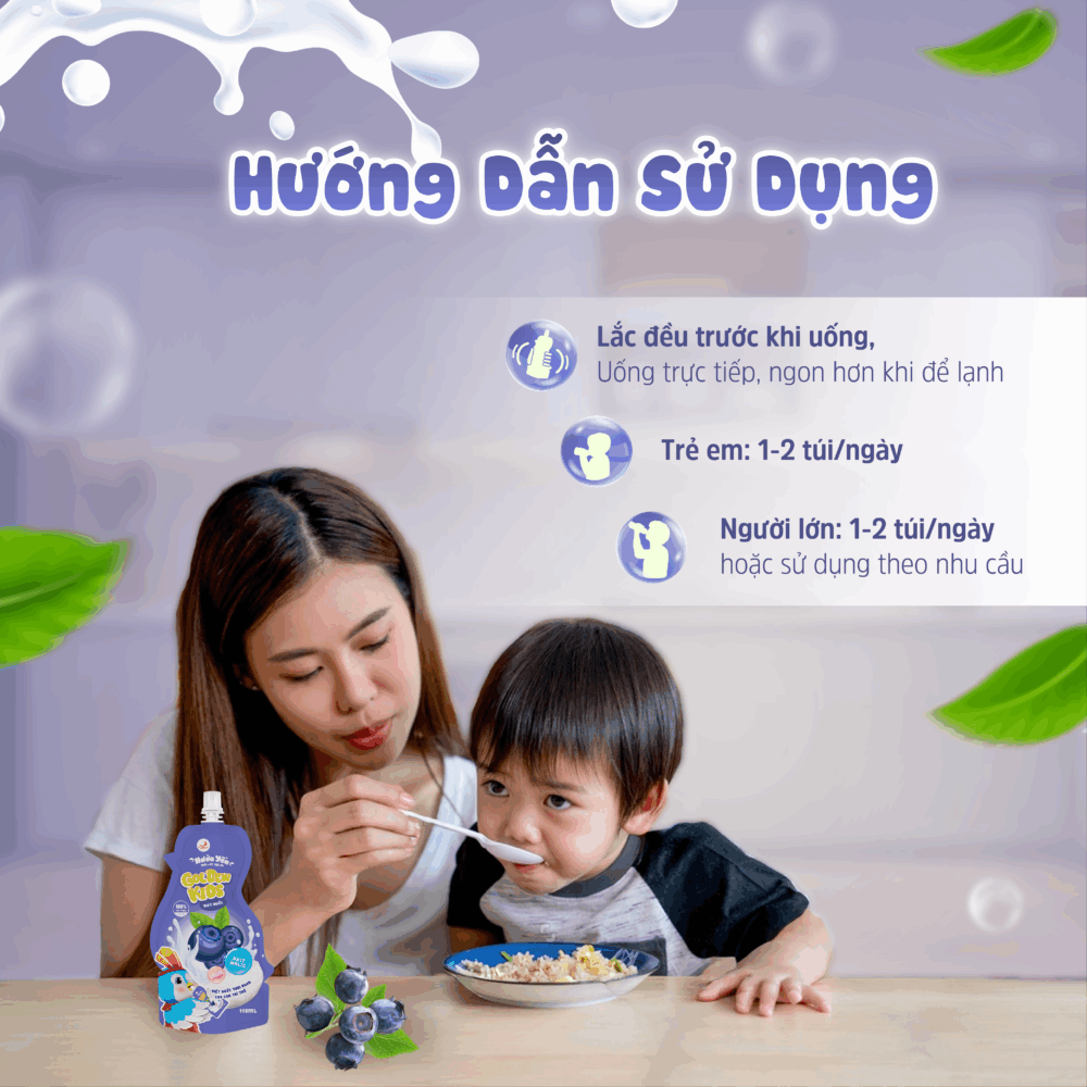 Nước yến trái cây trẻ em vị Việt Quất 110ml Golden Kids